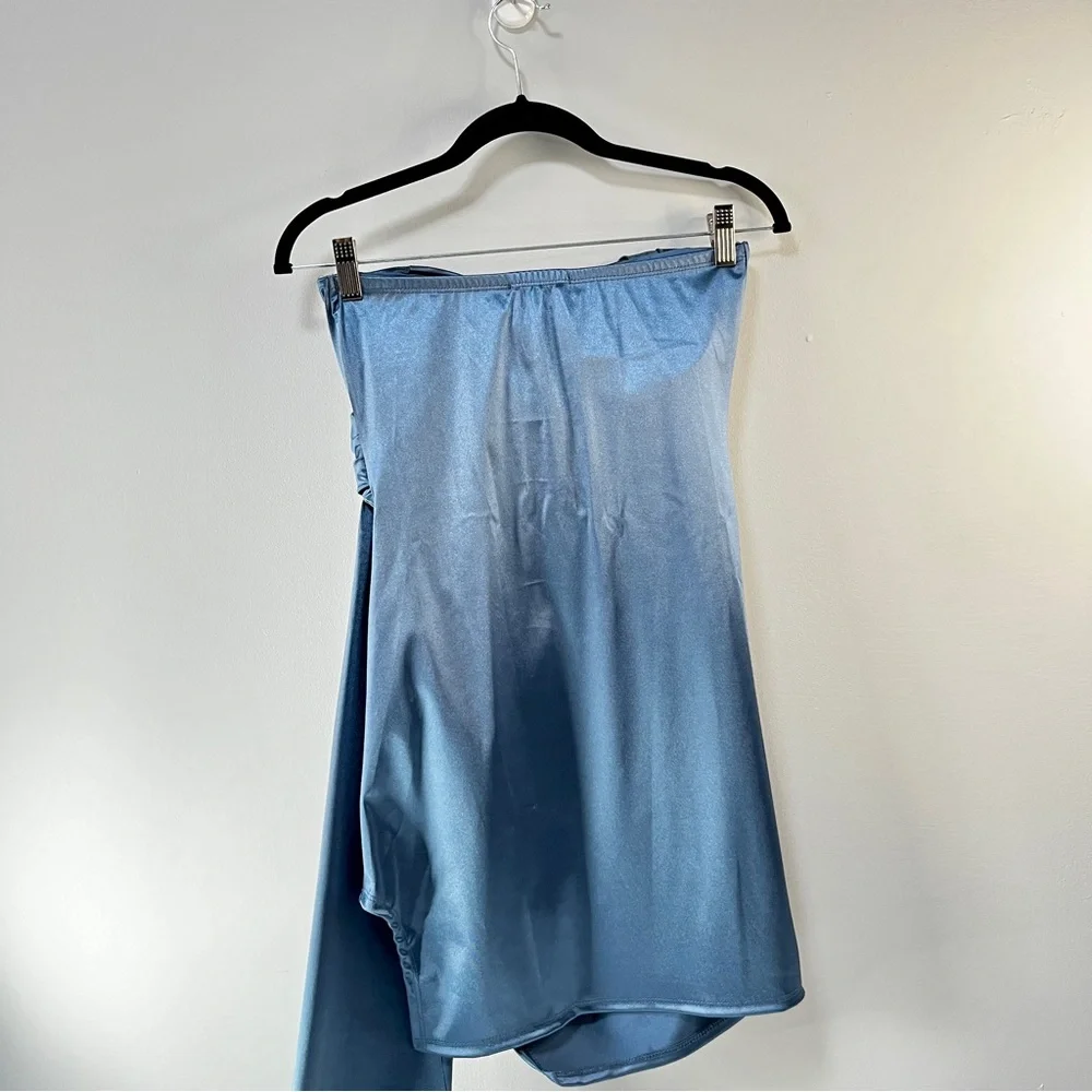 Katie Satin Mini Dress - Blue - Picture 3 of 10